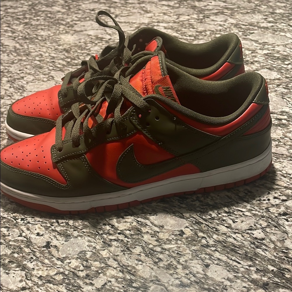 Nike Men's Olive and Red Sneakers